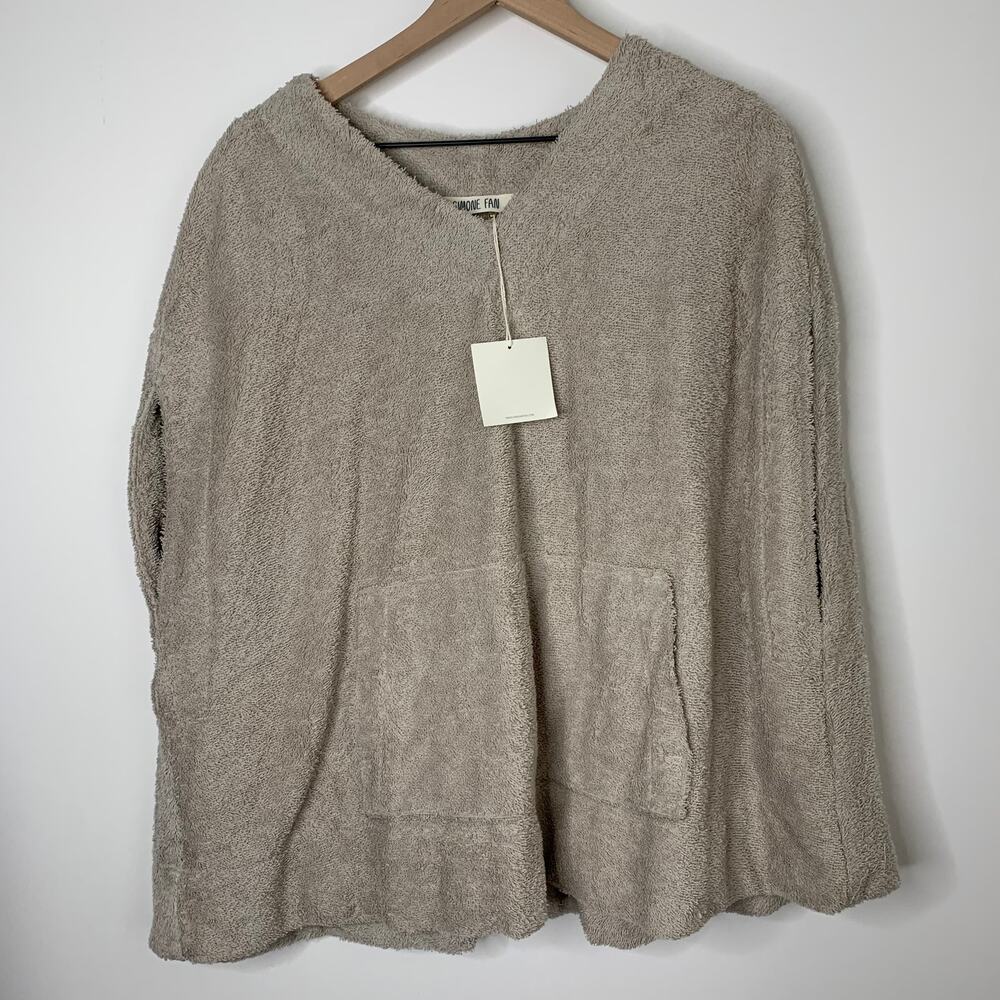 Simone Fan Terry CAPE Cover-Up Mushroom Womens Small Medium New